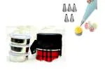 BLUE WONDER Cake Decorating 6 Pcs Nozzle with 3 Pcs Round Lunch Box and (Multicolour, Pack of 2)