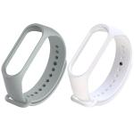 Estrenar Mi Band 3 Strap - Mi Band 4 Strap Original Soft Silicone Adjustable Replacement Wristband Straps, Belt, Bands for Xiaomi M3 & M4 Fitness Band (White, Grey - Pack of-2)