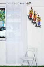 Parda Online White Linen Solid Eyelet Plain Window Curtain 7ft, (Pack of 1)