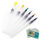 Brustro Multicolor 3 Flat And Round Aqua Squeeze Brush Pen With 9 Sheets 300 GSM 5X7 Inch Set Of 6