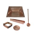 Kalarambh Copper 5 Pieces Havan Kund for Home Office Pooja Puja, Wedding, Santi Havan Gift Item Collectible Handicraft Art - Yellow, 6.8 x 6.8 x 2 Inch (L x W x H)