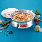 HAZEL Aluminium Hammered Finish Handi With Lid Biryani Rice Cooking Pot Dhari Patiya Tope Patila Vessel, 17.5 cm, 1000 ML
