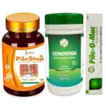 Slimish Piles Relief Itching, Fissure, Fistula Helping Capsules With Pile-O-Mac Ointment Cream And Constifree Laxative Powder, 60 Capsules (Set Of 3)