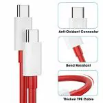 OnePlus Warp Charge Type-C To Type-C Cable 100Cm, Compatible With Smartphone, Red,White