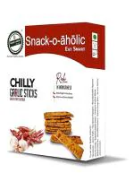 Snack-o-aholic eat smart eat smart Roasted Chilly Garlic Stick| Herb Stick Namkeen Snack| Baked Stick| Low Calorie| Crunchy Easy To Carry Snacks 100g