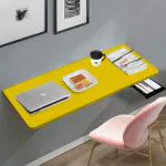 Torche [16 x 31.5 inches ] Solid Wooden Wall Mounted Folding Study Table Yellow