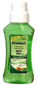 Oromust Mouthwash With Curcumin , Longa , Olive Oil , Fresh Breath, Alcohol Free, Extra Whitening 250 Ml ( Pack Of 1 )
