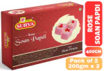HF, Surya 400g Rose Soan Papdi, with real rose petals (Pack of 2; 200g x 2) | Best Indian Sweet