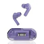 SFZ Transparent TWS Earbud, Bluetooth Earbuds with Display, Transparent Design, 30 Hrs Playtime with Fast Charging, Bluetooth 5.3 + ENC, 13mm HD BASS Drivers, IPX7 Sweat-Proof, Built-in Mic - Purple