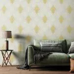 Asian Paints ezyCR8 Vivid Orange-Yellow Feather Design Non-Adhesive Wallpaper for Home (53cmx950cm)