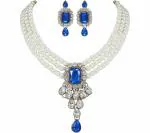 Gyaan Jewels Handmade Gold Plated Alloy Earring and Necklace Set Blue (Women, Girls) (Pack of 1) Free Size