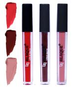 bq BLAQUE Matte Liquid Lip Gloss Combo of 3 Lipstick # 101-106-116 (12 ml, Orangish Red, Chocolate Mood, Light Nude Brown)