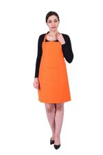 Switchon Orange Polyester Plain Chefs Cooking Bib Apron with One Pockets 23 x 30 inch