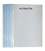 Shining Zon Stick File Folder Report Sliding Bar Cover Strip File for A4 Paper Display Matt Finish White Transparent - (Pack of 20)