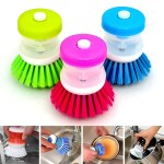 VMITRAPlastic Wash Basin Brush Cleaner with Liquid Soap Dispenser (Multicolour) (Pack of 2)