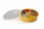 Regalo Plastic 7 Section Round Masala Box For Kitchen | Multipurpose Microwave safe Spice Container Set/ Puri Dabba With Airtight Lid And Spoon (UrospicePlain)