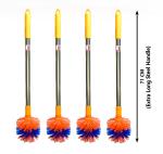 Mast Toilet Cleaning Brush Round with Extra Long Steel Handle - Pack of 4 (Color : Orange)