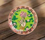 Chitra Artworks Hand with Lotus Handmade Mud Mirror Painting for Wall Decor (Multicolour) 31 x 31 x 2 cm