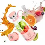 DORLANK Portable Blender: USB Rechargeable Mini Personal Blender Juicer Bottle Mini Juicer Electric Bottle Grinder Shakes Smoothies & Juice For Gym, Office, Travel (420ml | Multicolor | Pack Of 1)