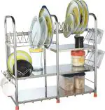 Amol Premium Stainless Steel Utensil Kitchen Rack Steel Glass / Plate / Cutlery Kitchen Stand (RC29)