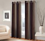 Brother Industries 215 cm (7 ft) Polyester Semi Transparent Door Curtain (Pack Of 2) (Self Design, Brown)