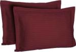 Sleeping Owls Cotton Burgundy Striped Pillow Covers, 45 X 70 Cm (Pack Of 2)