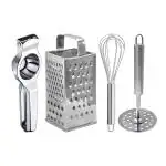 DreamBasket Stainless Steel Lemon Squeezer & Grater & Egg Whisk & Potato Masher for Kitchen