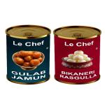 Le Chef Premium Bikaneri Rasgulla 20 pcs + Gulabjamun 20pcs | Combo Pack Of 2 | 800gm x2