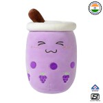 TECHMAX 9.4Inch Close Eye Purple Boba Tea Plush Toy