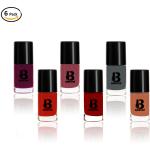 Banetion Red Matte Finish Nail Polish Pack of 6 (8 ml)