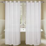 Parda Online White Striped Polyester Eyelet Romantic Shower Curtain, 9ft (Pack of 1)