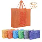 Homeleven Foldable Reusable Shopping Bags Emoji Dot Printed Non-Woven Bag Pack of 6 (Multicolor)