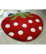 Prozone Red Polka Dots Cotton Strawberry Mat Rugs for Home (16 x 24 inches)