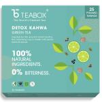 Teabox Detox Kahwa Green Tea Bags 25 Pieces | For Natural Body Cleanse & Cold Relief | Made with 100% Indian Herbs & Spices | 2 Free Samples Included