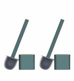 SWET Silicone Toilet Brush with Holder Slim Flex Toilet Brush Anti-drip Set Toilet Bowl Cleaner Brush, No-Slip Long Handle Soft Silicone Bristle Clean Toilet Corner Easily (Pack of 2)