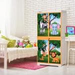 Nilkamal Freedom Mini Medium (FMM) Jungle Theme Plastic Kids Mini Storage Cabinet| Shelves | 2 Doors Cupboard | Living Room | Multipurpose for Home Kitchen & Office (Beach & Pastel Orange)