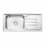 Ruhe Square Bowl with Drainboard 42 x 20 x 9 inches Kitchen Sink | Premium Stainless Steel Square Single Bowl with Drainboard Kitchen Sink | Glossy Finish | Including Sink Coupling and Waste pipe