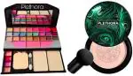Plethora 6155 Makeup Kit & Sunis BB Cream Air Cushion Foundation Korean Mushroom Head CC Cream Concealer Whitening Cosmetic Waterproof Brighten Face Base Tone Foundation (lvory White)