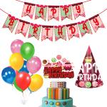 Zyozique Candy theme Party Supplies - Birthday Paper Banner, Cake Topper, Cap, Balloons (Pack of 28)