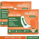 MildCares Panty Liners For Women Daily Use With 155mm Wide (Pack of 30 Liners)| Curvy Design For Extra Comfort | Cottony-Soft Surface | Keeps You Dry & Fresh All Day Long