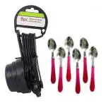 8 Pieces Plastic Measuring Cups and Spoons With Stainless Steel Handle Spoon and Multicolour, Pack of 2