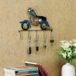 Trinity Craft Iron Multicolor Bike With Key Holder, Hanging for Home Decor Items for Living Room & Kitchen Wall Decor (15x2x11.5) Inch
