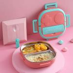 HiFam Kids Lunch Box for Kids Leak Proof 2 Compartment with Spoon Tiffin Box Kids Lunch Kit 550 ML Bento Box Junior Lunch Box PINK