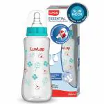 Luv lap Transparent Glass Anti Colic Wide Neck Natural Flower Feeding Bottle 250ml