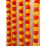 Jh Gallery Orange Yellow Plastic Handmade Artificial Marigold Garland Artificial Flowers For Wedding (Pack Of 5)