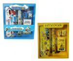 Vinmot Doraemon & Minion Stationery Set with Geometry, Pencils, Eraser, Scale, Sharpener, Crayons
