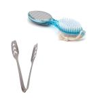 First Front Stainless Steel Momo Tong with Cleaning Pedicure Brush and Multicolour, Pack of 2