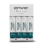 Envie White ECR20 Beetle Charger With 4XAA Ni-Cd 1000 Mah Batteries
