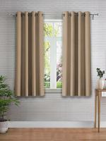 Cortina Designer Foil Polyester Window Curtain (Brown) -(5Ft) (Pack of 2)