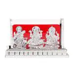 Awesome Craft Beautiful Silver Plated Laxmi Ganesh Saraswati Idol Murti - Perfect for Puja Room 1 Piece Box